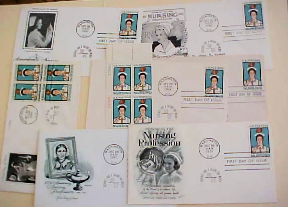 US NURSE FDC 7 DIFF. & BLOQUE DE PLACAS COMO NUEVO NH 1961 Foto 1 de 1