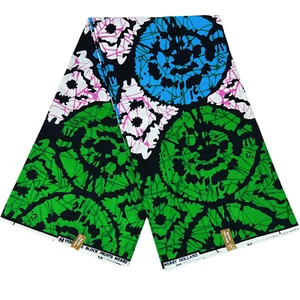 Tela africana estampado en bloques Ankara 6 yardas calidad 100 % algodón material de costura - Imagen 1 de 51