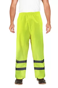 Men's Neon Reflective High Visibility Water Resistant Safety Work Pants - Picture 1 of 3