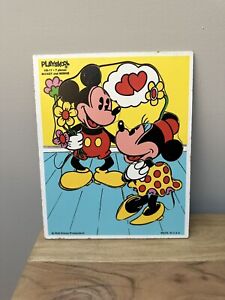 Vintage Playskool Wooden Puzzle Mickey and Minnie 190-17 Walt Disney 7 Pieces
