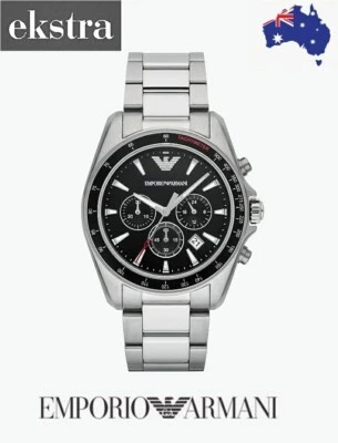 Reloj de cuarzo Emporio Armani para hombre -AR6098 - caja plateada esfera negra / bisel taqui Foto 1 de 3