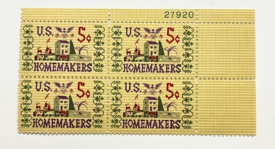 Scott #1253 5c Homemakers Plate Block 27920 UR Mint - Image 1 of 2