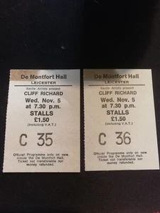 CLIFF RICHARD 2 x Ticket POSSIBLY 1969 Demontfort Hall Leicester November 5th - Picture 1 of 1