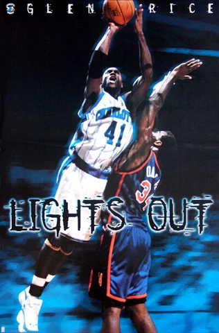 Glen Rice LIGHTS OUT OAKLEY! Charlotte Hornets 1997 NBA Basketball 23x35 POSTER Cover