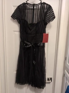 NWT J S Collections Black Formal/Cocktail Dress, Black Mesh Overlay, size 16 - Picture 1 of 10