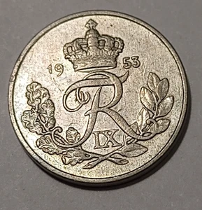 * Denmark * 10 öre  * 1953  *Copper-Nickel *  Cond.  1+ * - Picture 1 of 2