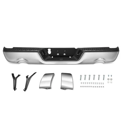 Parachoques trasero cromado Fit 09-24 Dodge Ram 1500 sin orificios de sensor con doble escape Foto 1 de 4