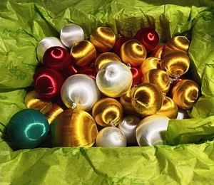 60 SATIN SHEEN ORNAMENTS Christmas Tree 2"-3" - Picture 1 of 2