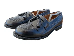 Mocasines Allen Edmonds Cody de cuero negro tejido con borla 12 EEE Excelente - Imagen 1 de 12