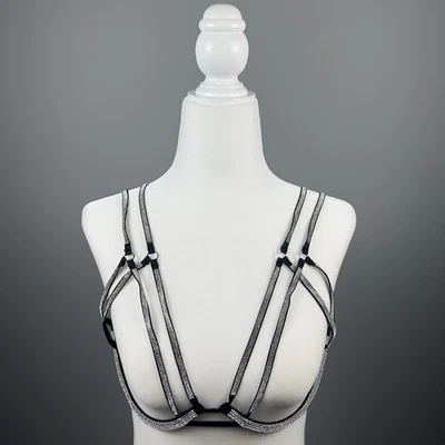 Victoria’s Secret Very Sexy Black Shine Strap Strappy Cutout Underwire Bra S.M - Image 1 of 4