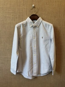 Ralph Lauren Boys Blue Striped Oxford Button Up Shirt Size 7 - Picture 1 of 3