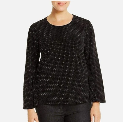 Michael Kors 2X Top Negro con Mangas Campana Lunares Metálicos Dorados Foto 1 de 4