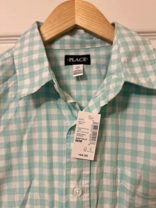 The Children’s Place Light Green Long Sleeve Button Down Shirt Adult Medium NWT - Picture 1 of 6