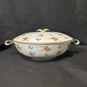 Noritake China 5230 Japan Covered Serving Bowl Vintage/Antique 1933 Orange/Gold - Picture 1 of 20