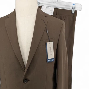 Kenneth Cole Giacca Tuta Uomo Slim Fit Elasticizzata 2 Pezzi 37 R Pantaloni 30x32 Marrone - Foto 1 di 11