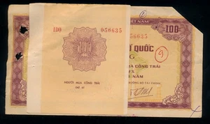 Vietnam government bonds 100 dong 1984 Continuous serial attach original - Picture 1 of 2