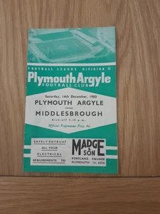 Plymouth argyle v Middlesbrough ( Saturday 14th December 1963 ) - Picture 1 of 1