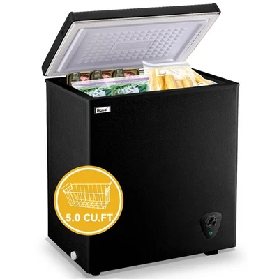 WANAI Congelador de Pecho 5.0 Pies Cu Pequeño Congelador Profundo Negro Puerta Superior Mini Congelador Foto 1 de 4