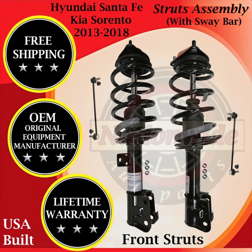 Puntales delanteros Monroe OEM con barra estabilizadora para Kia Sorento Hyundai Santa Fe 2013-2018 Foto 1 de 4