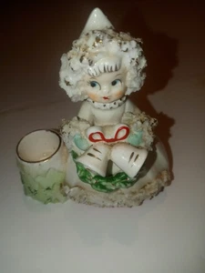 VINTAGE COMMODORE ANGEL CANDLE HOLDER SPAGHETTI TRIM 4.5" Missing Small Wings - Picture 1 of 14