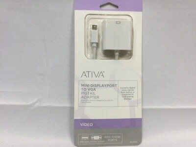 ATIVA Mini Display Port Male to VGA Female Pigtail, White, 27522 - Image 1 of 4