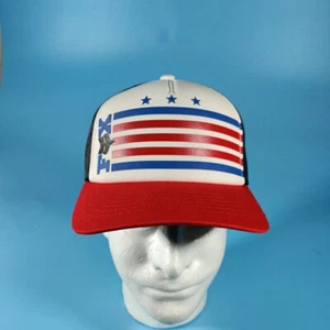 Fox Racing Hat Mens Snapback American Flag Mesh Trucker Cap White Blue Red - Picture 1 of 5
