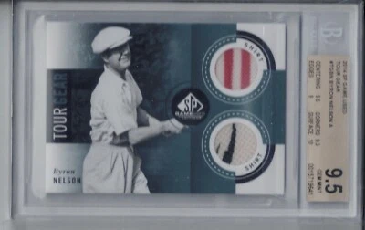 Byron Nelson 2014 SP Game Used Golf Tour Gear DUAL Shirt Relic BGS 9.5 GEM MINT - Image 1 of 2