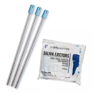 100 Dental Saliva Ejectors Ejector CLEAR/BLUE Suction Tips Disposable - Picture 1 of 9