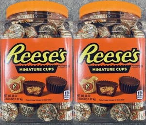 2 Packs Reese's Miniatures Milk Chocolate Peanut Butter Cups 38 Oz Each Tub NEW - Picture 1 of 3