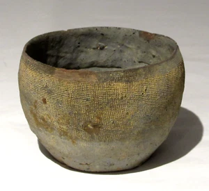 Antique Chinese Late Zhou Warring Period Grey Pottery Cup c. 475 -221 BC / 2.5" - Picture 1 of 14