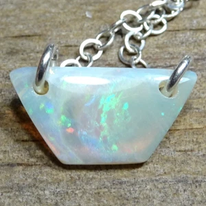 NATURAL AUSTRALIAN LIGHTNING RIDGE SEMI BLACK OPAL Gem Pendant Necklace VIDEO - Picture 1 of 23
