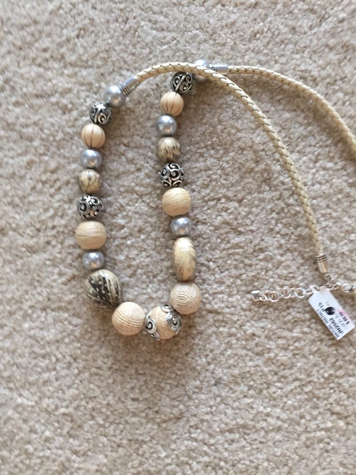 Nuevo Collar de Cuero Brighton Instinto Natural Serpiente Cuentas Marrón Imitación Perla Dorado Foto 1 de 1