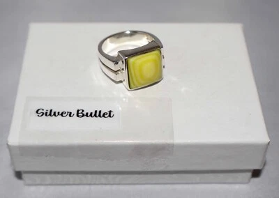 Silpada Sterling Silver Green Mother of Pearl Square Ring R1270 Size 8 - Image 1 of 4