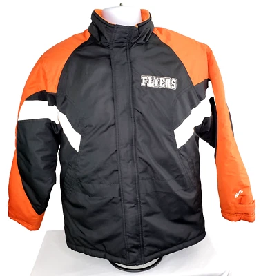 My NHL Phila. Abrigo Flyers Boys XL[14-16] Cremallera Completa, Aislante, Negro/Naranja, Usado en Excelente Condición Foto 1 de 4