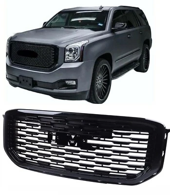 GMC Yukon Denali Front Bumper Grille 2015 2016 2017 2018 2019 2020 Gloss Black - Image 1 of 2
