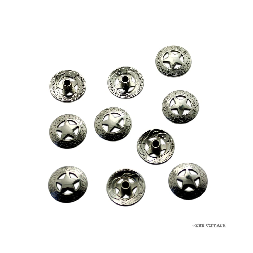 10 Pack bright Silver 3/4'' 21mm Western Texas Star Concho Saddle Concho - Image 1 of 2
