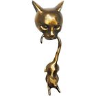 Cat Holding Mouse In Mouth Door Knocker Wall Statue Art Sculpture Figurine Decor