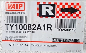 Vision Automotive TY10082A1R Toyota Camry Passenger Side Replacement Headlight - Picture 1 of 3