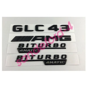 Black GLC43 AMG BITURBO 4MATIC Trunk Fender Badges Emblems for Mercedes Benz / - Picture 1 of 12