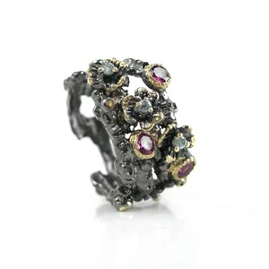 Ring 925 Silber Edelstein Amethyst Topas Zauberwald - Bild 1 von 3