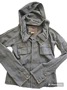 B.B Dakota Giacca Donna Grigio Medio Utility Tasche Coulisse - Foto 1 di 7