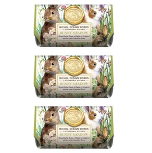 Set/3 Michel Design Works Large 8.7 oz Artisanal Bar Bath Soap Bunny Meadow - Picture 1 of 1