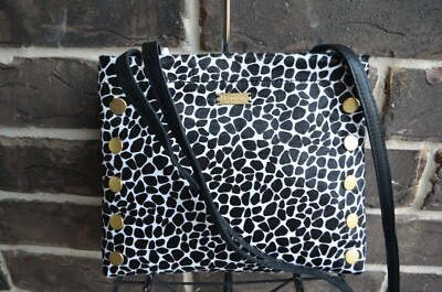 NWT$345 Hammitt Duke Leather Crossbody Calf Hair Brushed Gold black white Dapple - Image 1 of 4