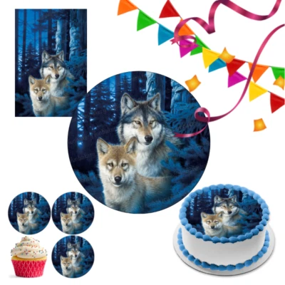 FUNBAKERY Wolve Wolf Cake Topper Party Decoration Edible Birthday Gift Celebration Animal
