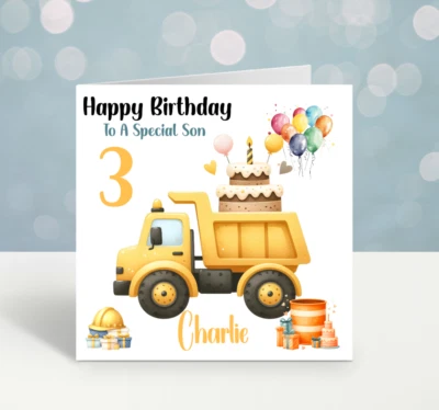 Personalised Truck Birthday Card Son Grandson nephew Brother Friend 2nd 3rd 4th - Image 1 of 4