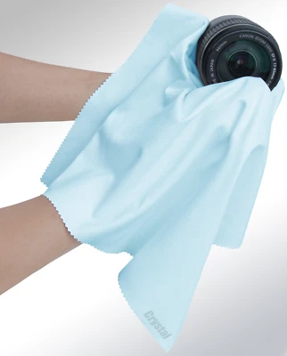 CYSTAL CLEAR Oversized Microfiber Cleaning Cloth 12" X 12" for Screens Lens Phone- Light BLue
