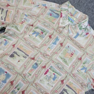 Reyn Spooner Shirt Mens Large Brown Golf Print Hawaiian Made in USA Aloha Retro - Picture 1 of 7