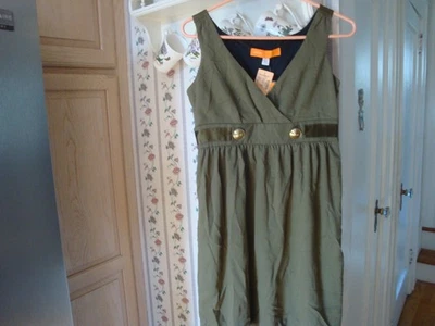 NUEVO CON ETIQUETAS VESTIDO CYNTHIA STEFFE OLIVE EMPIRE CINTURA CUELLO EN V VISCOSA NAILON SPANDEX TALLA 6 Foto 1 de 4