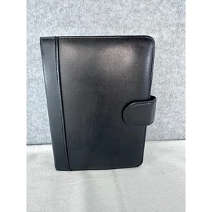 Buxton Schwarz Leder Tagesplaner 6 Ringe Ordner 7,5" Organizer Schnappverschluss Büro - Bild 1 von 8
