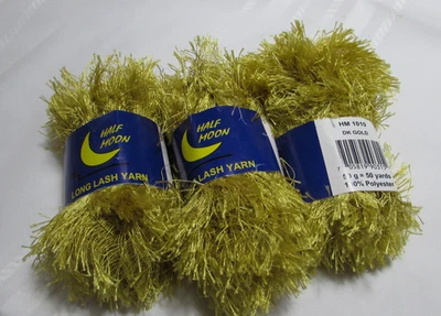 3 madejas hilo de pestañas largas media luna oro oscuro poliéster 50 gramos Foto 1 de 4